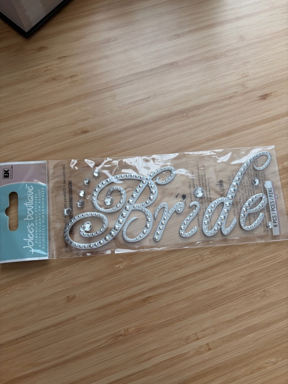 Hobby Lobby Silver Rhinestone 'Bride' Script Sticker - Picture 2 of 3
